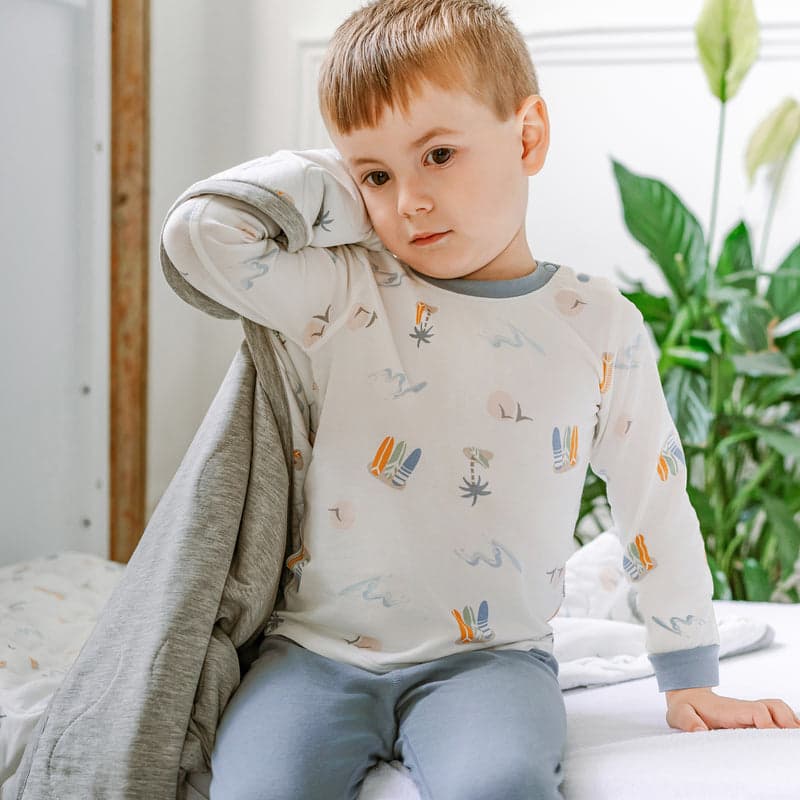 Nest Designs Bamboo Jersey Two-Piece Long Sleeve Pj Set Pastel Waves