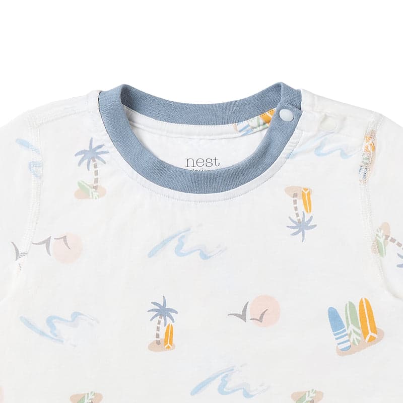Nest Designs Bamboo Jersey Two-Piece Short Sleeve Pj Set Pastel Waves