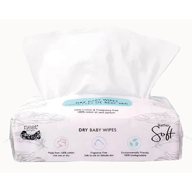 Nest Designs Cotton Dry Baby Wipes, 80-count, fragrance-free, 100% cotton