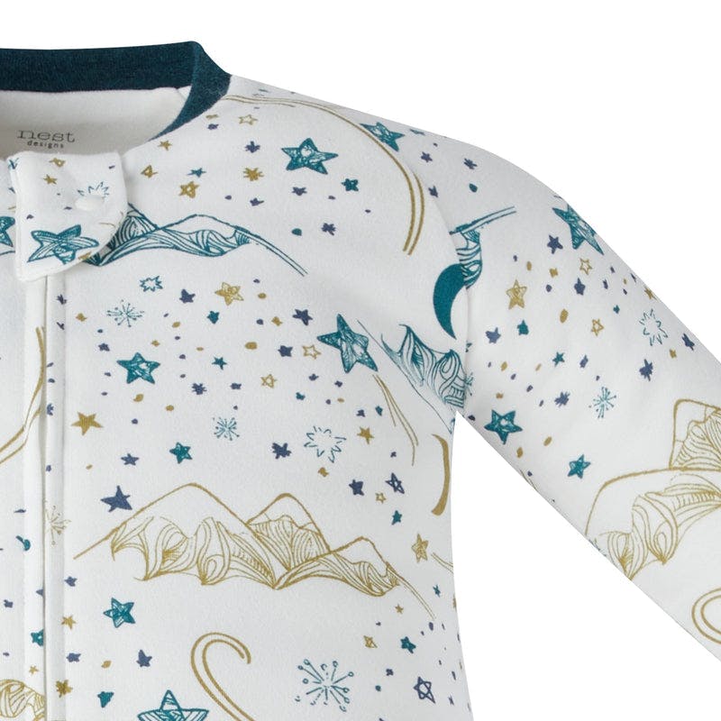 Nest Designs Organic Cotton Long Sleeve Footed Sleep Bag 1.0 Tog Stars White