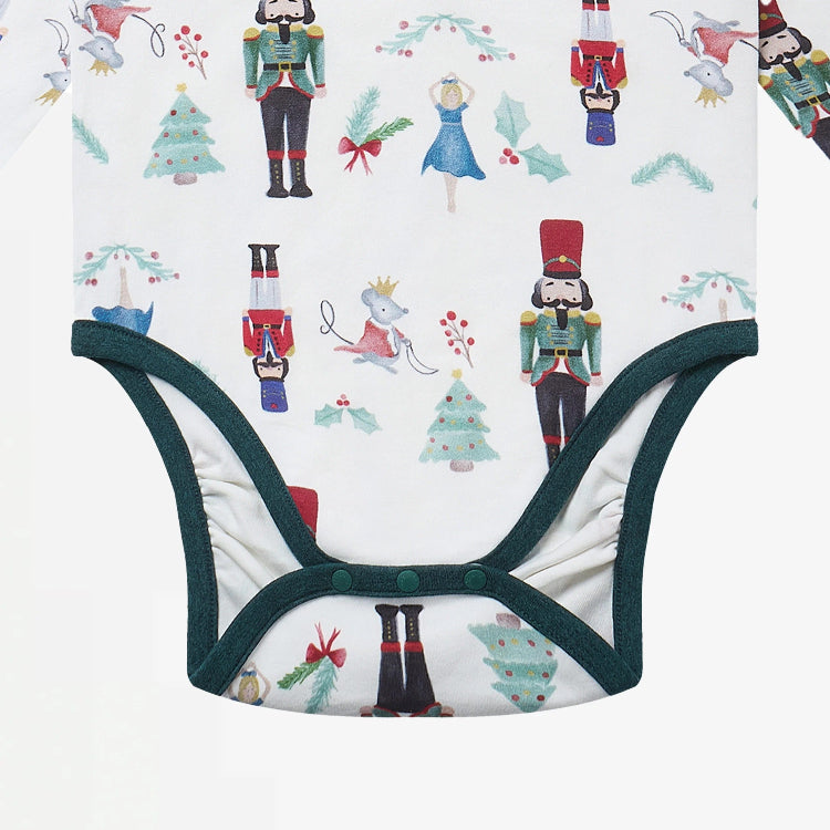 Nest Designs Organic Cotton Long Sleeve Kimono Onesie Nutcracker