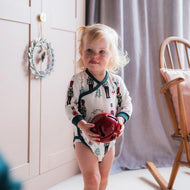 Nest Designs Organic Cotton Long Sleeve Kimono Onesie Nutcracker