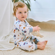 Nest Designs Organic Cotton Long Sleeve Kimono Romper On The Farm