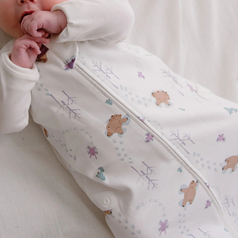 Nest Designs Organic Cotton Swaddle Sleep Bag 0.5 Tog Snow Angels