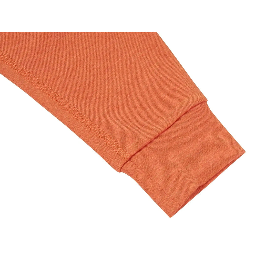 Nest Designs Tanboocel Pants Pantone Apricot Orange, soft knit fabric with a neatly folded cuff.