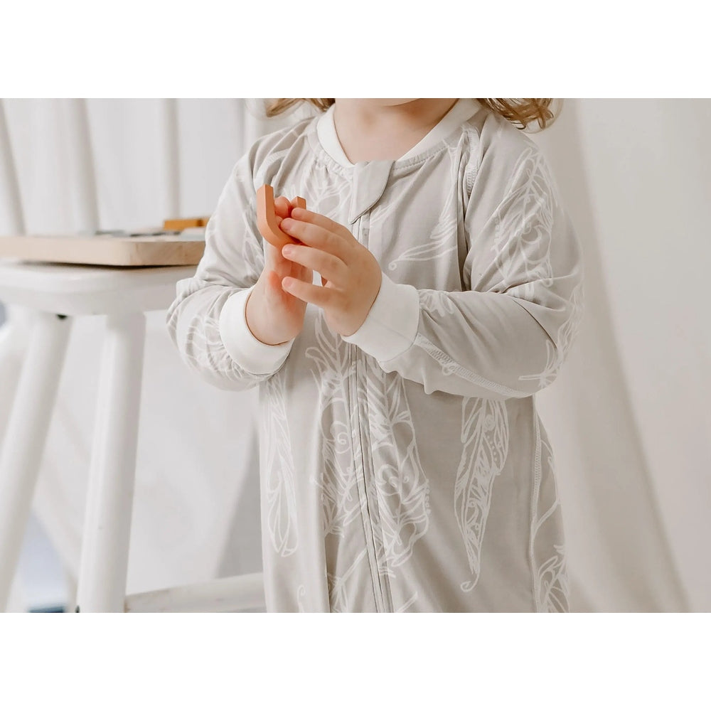 Nest Designs Zip Long Sleeve Footless Sleeper Avocado Bamboo-Feather Grey