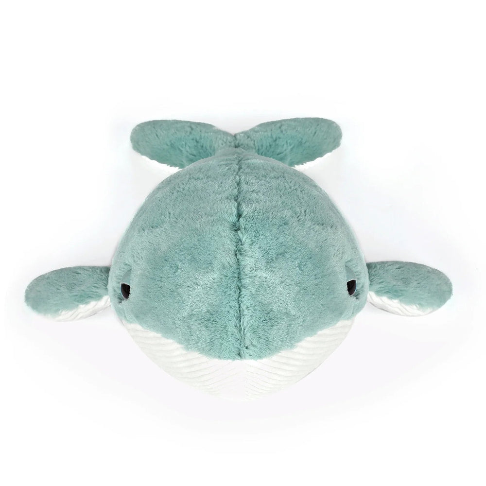 OB Designs Hurley Whale plush toy in teal soft fabric, 20.5 in (52 cm) size