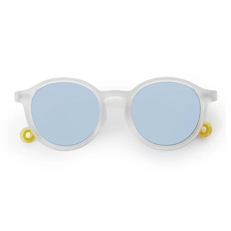 Pair of Olivio & Co Junior+ Oval Jellyfish White sunglasses with light blue lenses