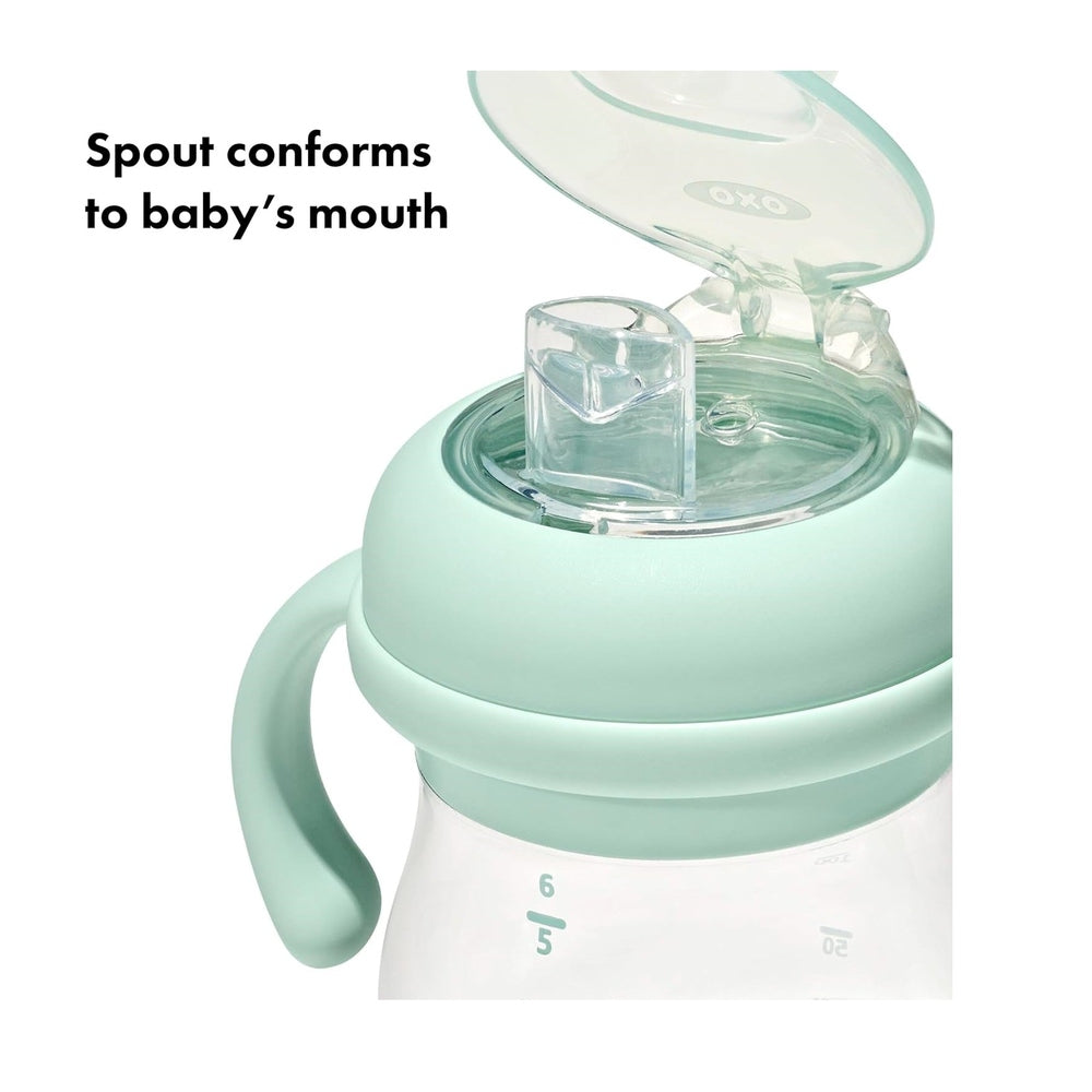 OXO Tot Transitions sippy cup with soft spout and removable mint handles, 6 oz