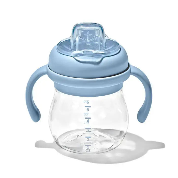 OXO Tot Transitions 6 oz soft-spout sippy cup with removable blue handles