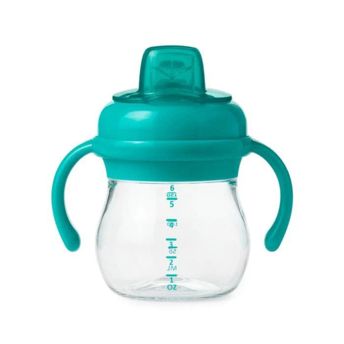 OXO Tot Transitions 6 oz sippy cup with soft spout and removable teal handles