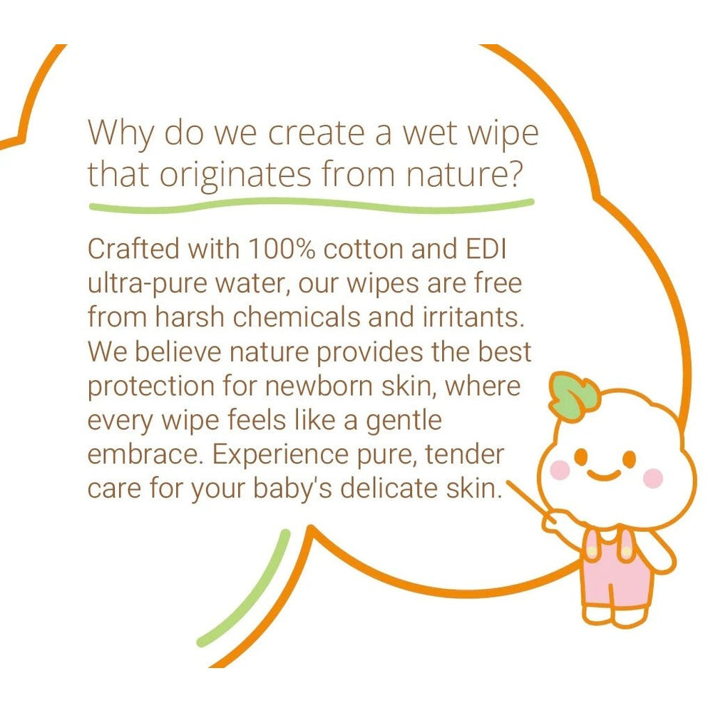 Purcotton Cotton Baby Wet Wipes 20 Sheets