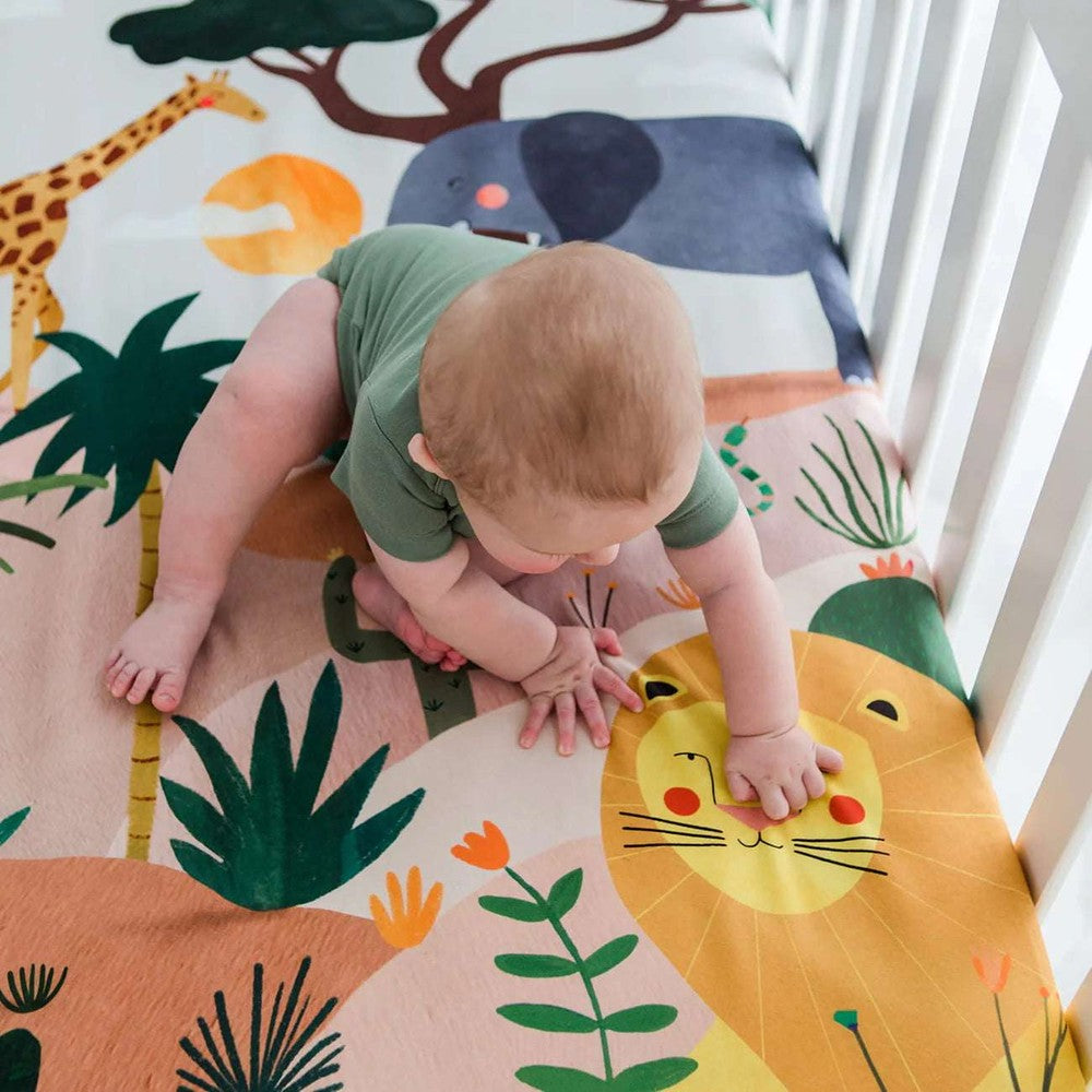 Rookie Humans Cotton Sateen Crib Sheet In The Savanna