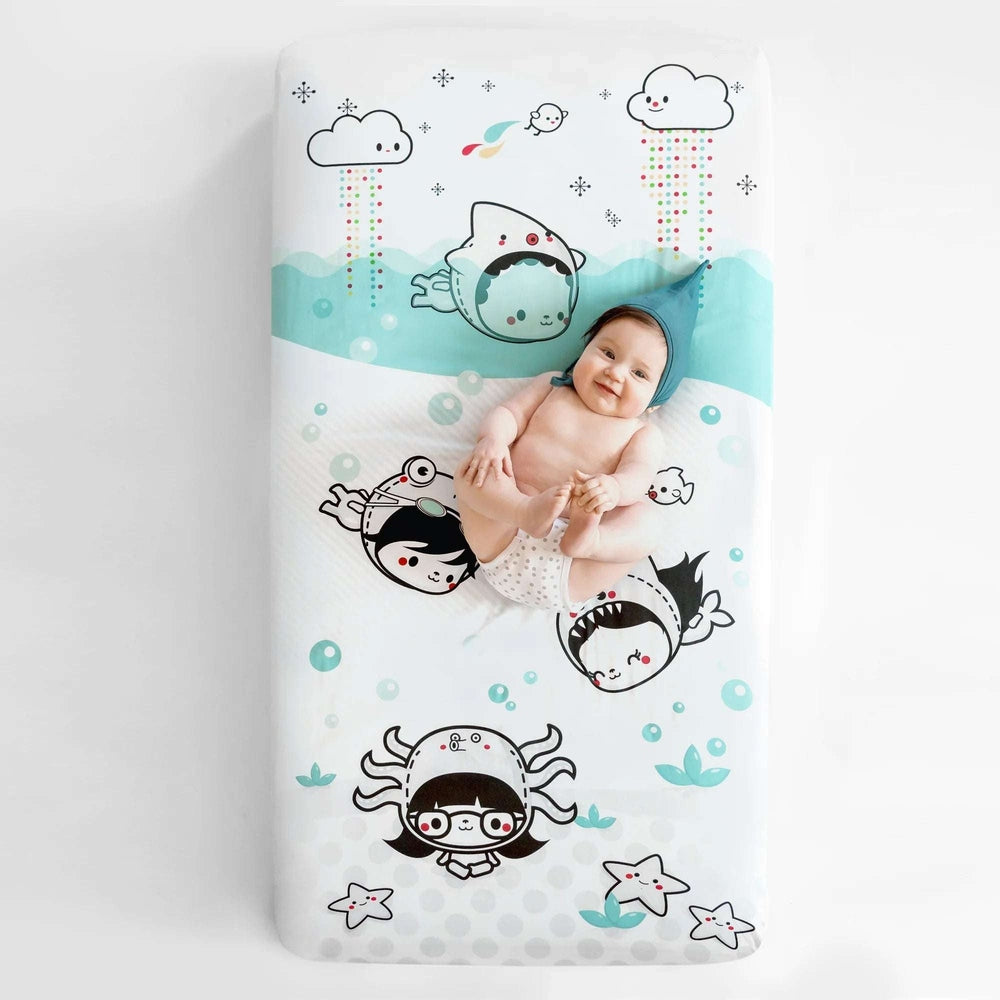 Rookie Humans Organic Cotton Sateen Crib Sheet Dive In