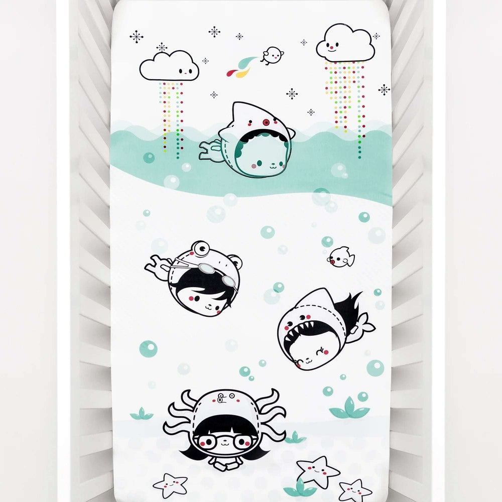 Rookie Humans Organic Cotton Sateen Crib Sheet Dive In