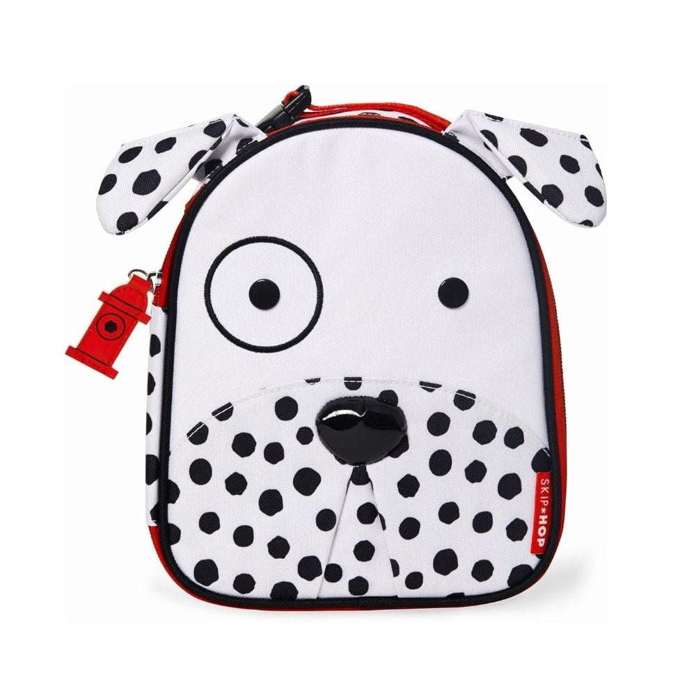 Skip Hop Zoo insulated lunch bag Dalmatian with white/black polka dots and red zipper