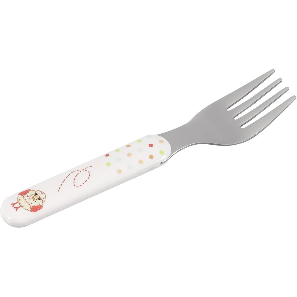 Sophie La Girafe Fresh Touch Mealtime fork Kiwi with white handle and multicolor dots