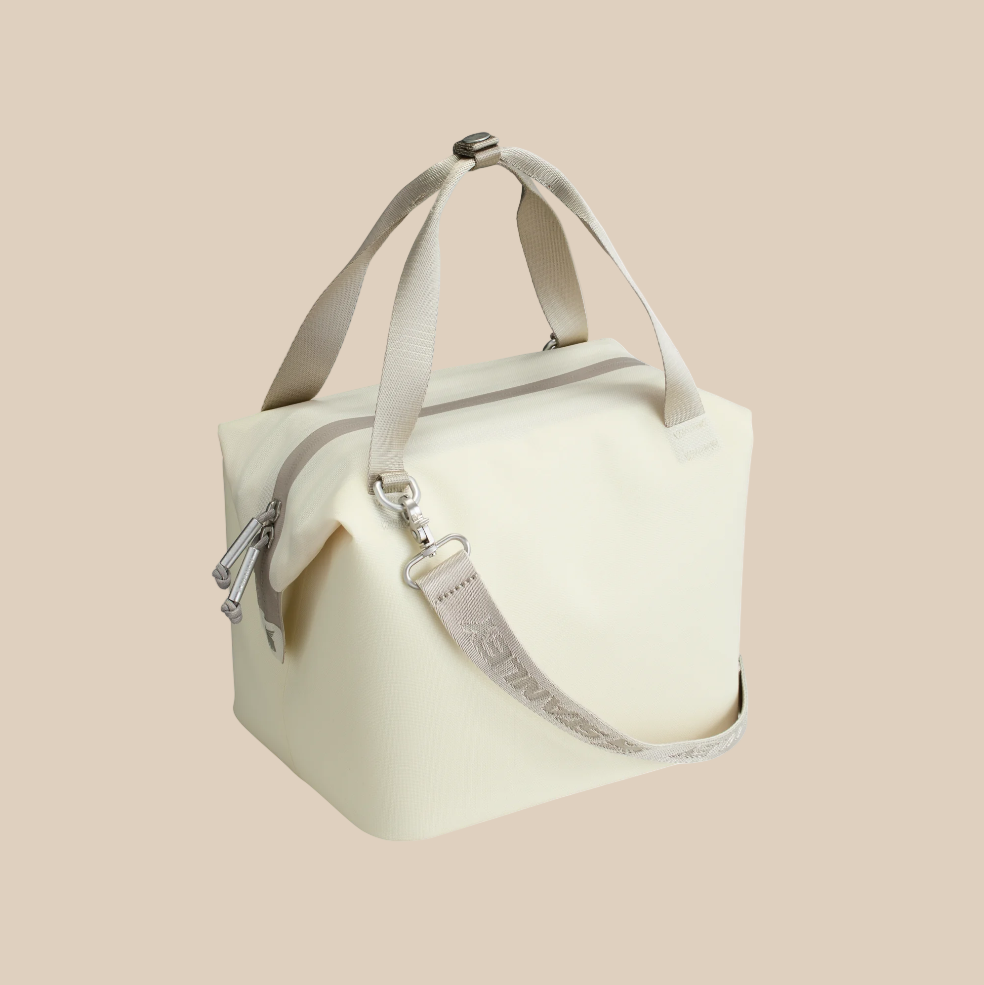 Stanley The All Day Julienne Mini Cooler 7.4 Qt in cream canvas with beige straps
