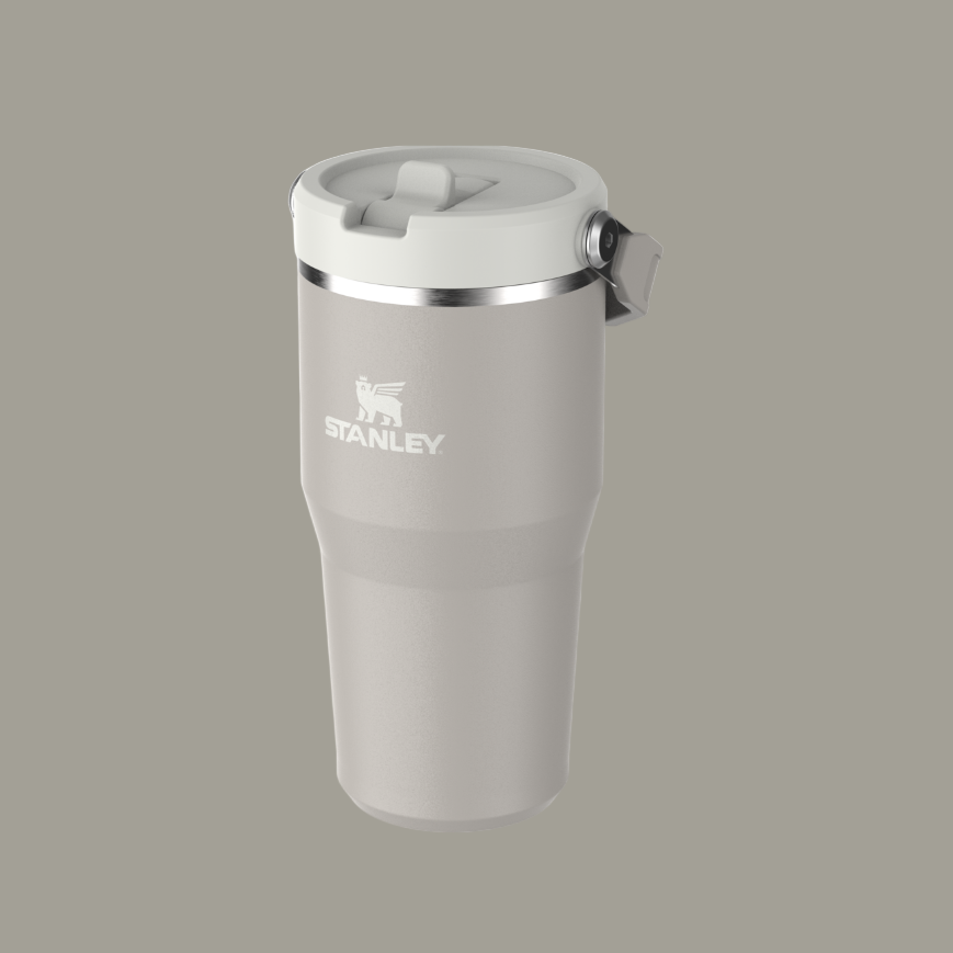 Stanley IceFlow Flip Straw 2.0 Tumbler 20 oz in gray with white flip lid, STANLEY branding