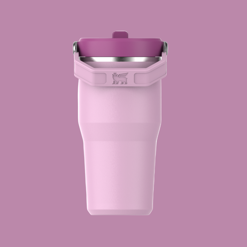 Stanley IceFlow Flip Straw 2.0 Tumbler, 20 oz, pink with purple lid