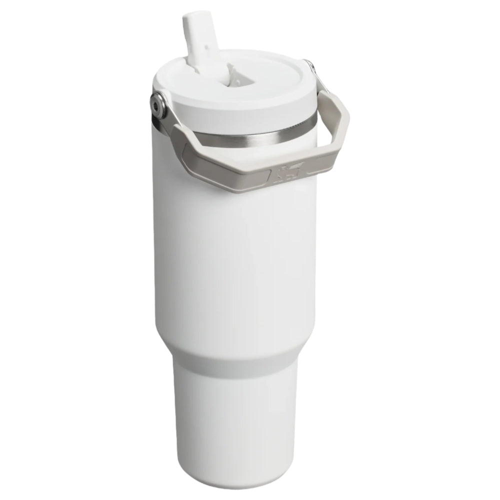 STANLEY IceFlow Flip Straw Tumbler 2.0 40 oz white insulated bottle with flip lid and carry handle