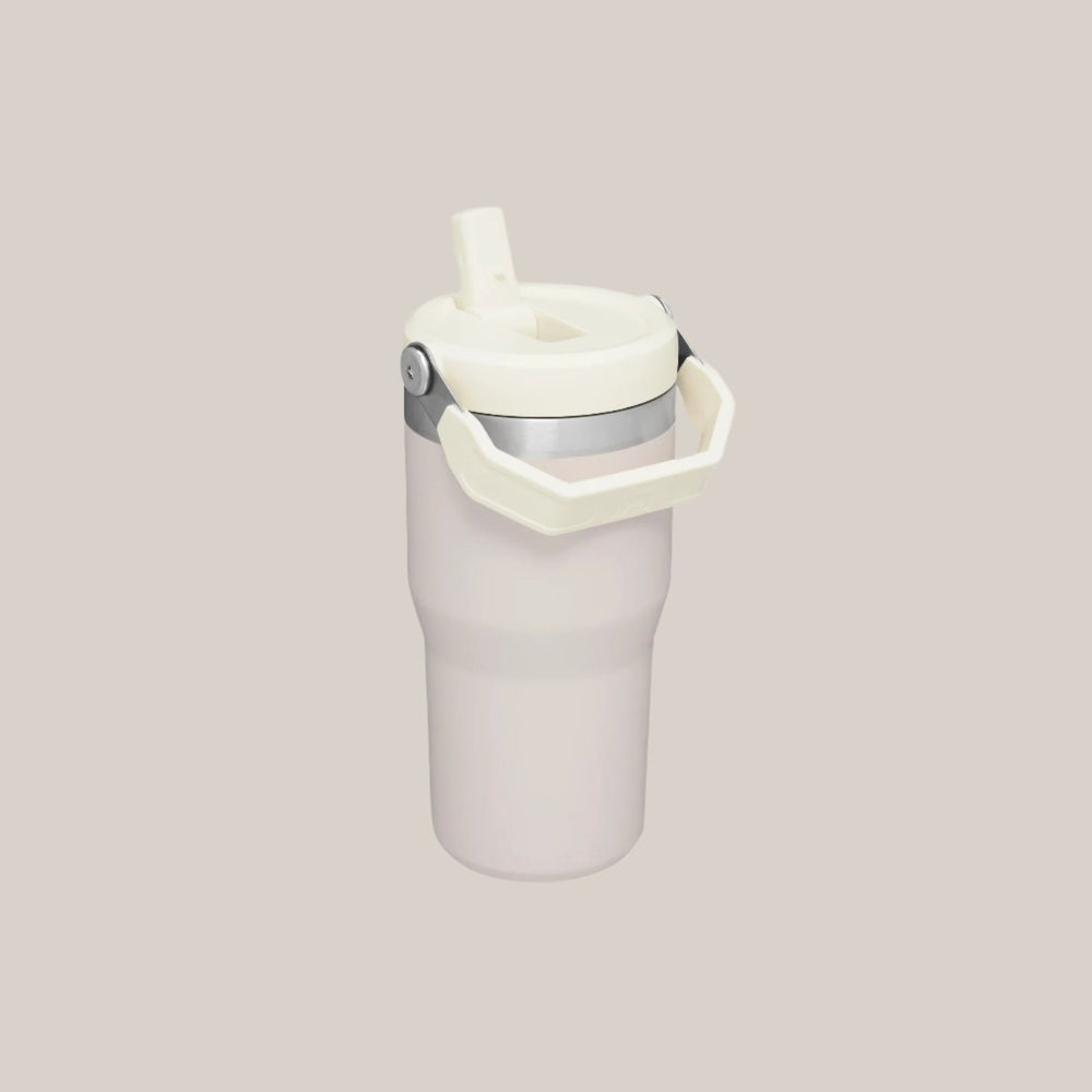 Stanley IceFlow Flip Straw Tumbler 20 oz, white with flip lid and built-in carry handle