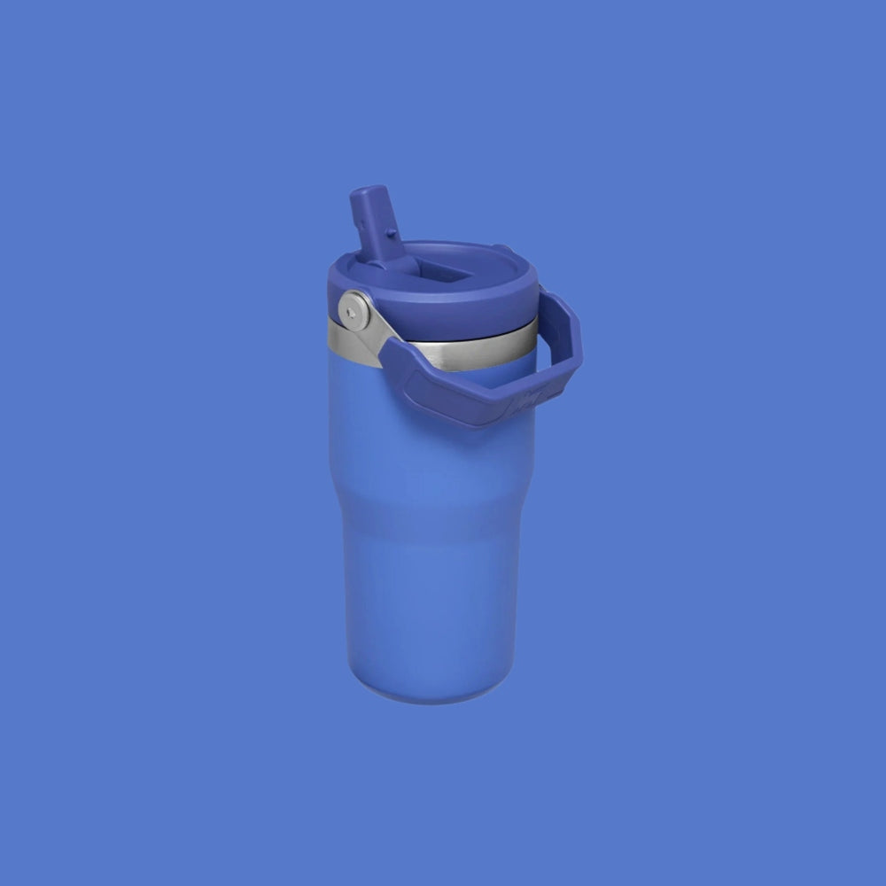 Stanley IceFlow Flip Straw Tumbler 20 oz blue with blue lid and carry handle