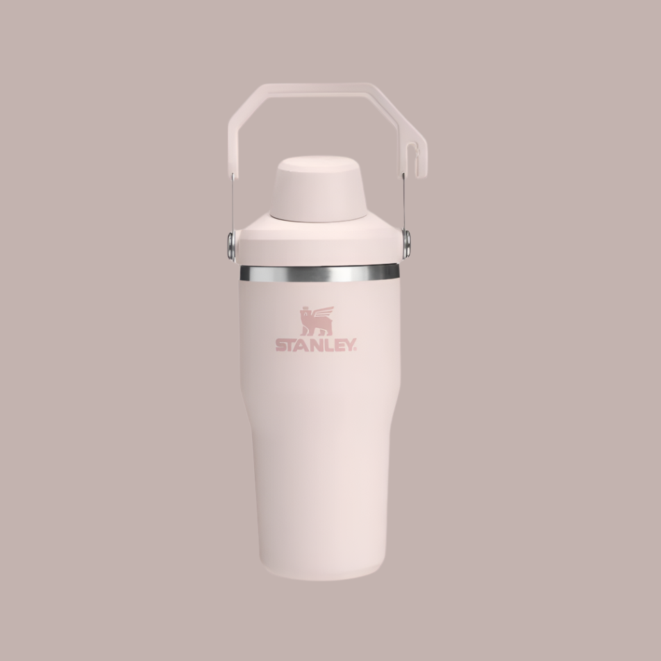 Stanley IceFlow 20 oz tumbler with fast-flow lid in pink and carrying handle