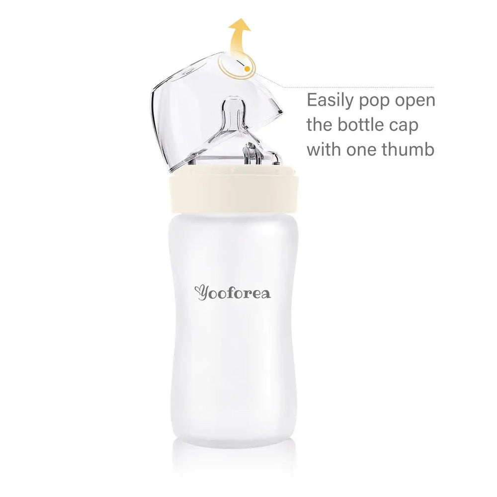 Yooforea Silicone Coated Glass Baby Bottle 9Oz/270Ml