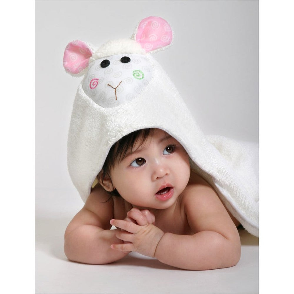 Zoocchini Baby Plush Terry Hooded Bath Towel Lola The Lamb