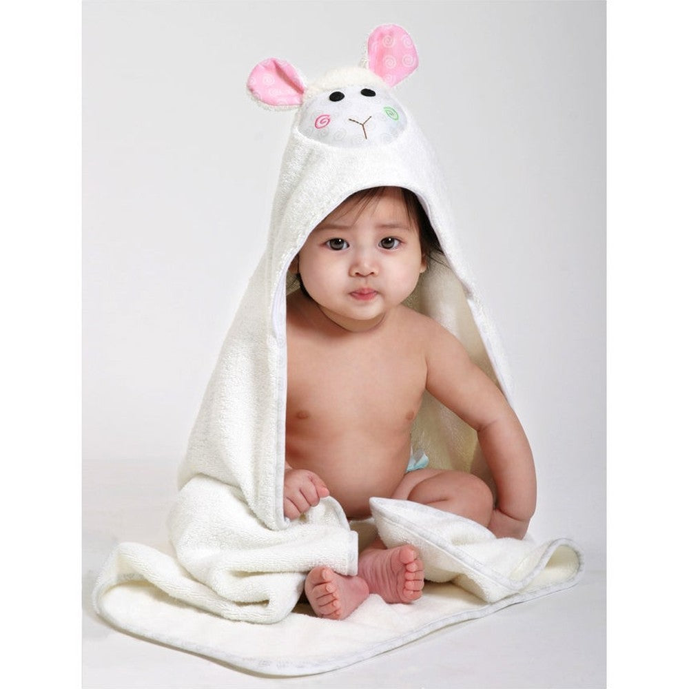 Zoocchini Baby Plush Terry Hooded Bath Towel Lola The Lamb