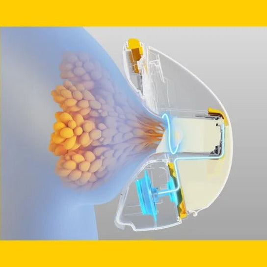 Medela Melody InBra Double Electric Breast Pump in use, demonstrating hands-free pumping.