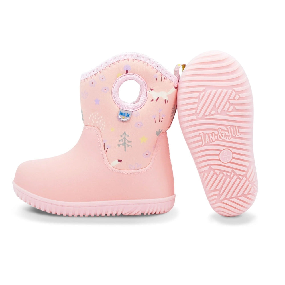 Jan & Jul Kids Lite Waterproof Boots Pink Forest