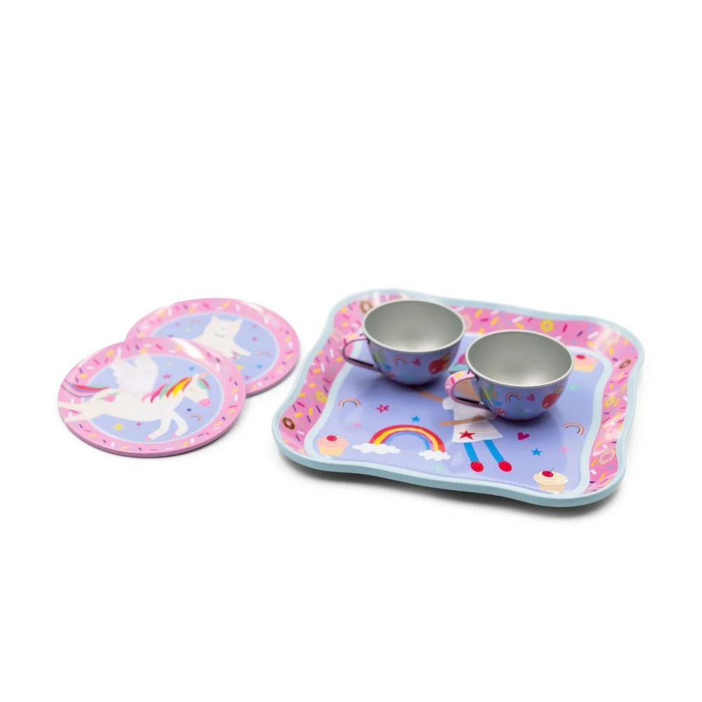 Floss And Rock 7pc Tin Tea Set Rainbow Fairy