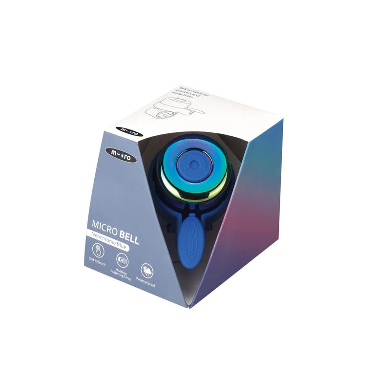 Micro Scooter Bell Neochrome Blue in packaging, MICRO riding toy accessory