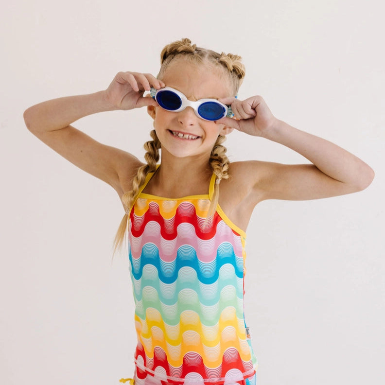 Splash swim goggles sea glass with blue lenses