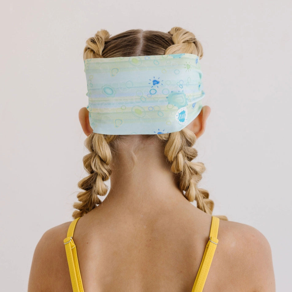 Splash swim goggles sea glass blue bubble pattern headband