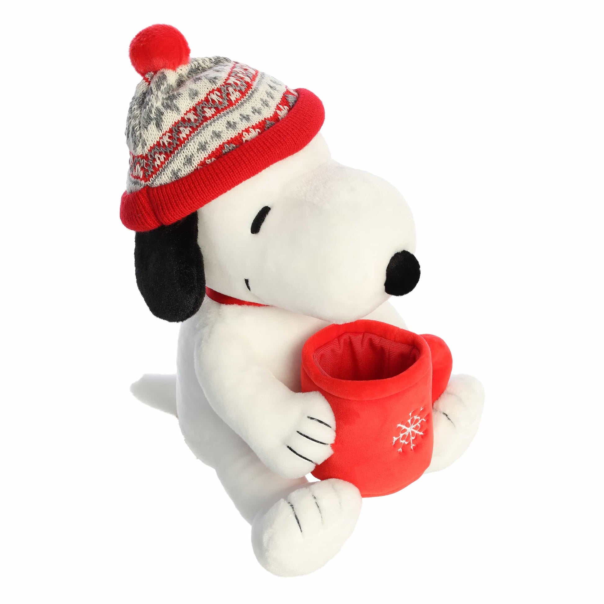 Aurora Peanuts Winter Hat Snoopy With Mug 12"