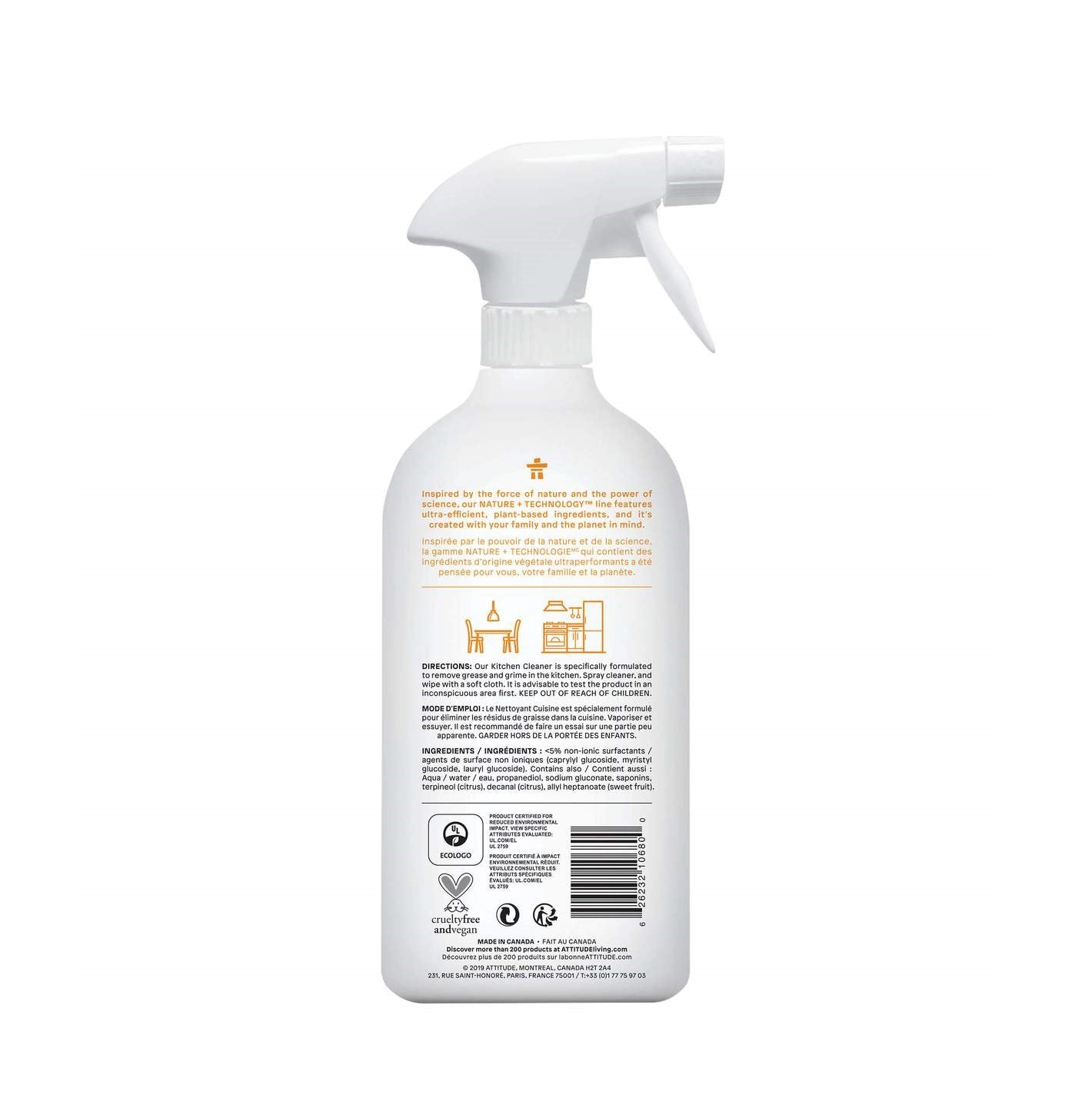 ATTITUDE KITCHEN CLEANER CITRUS ZEST 800 ML