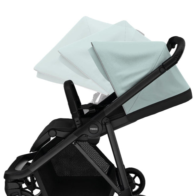 Thule Shine stroller with mint green canopy, black frame