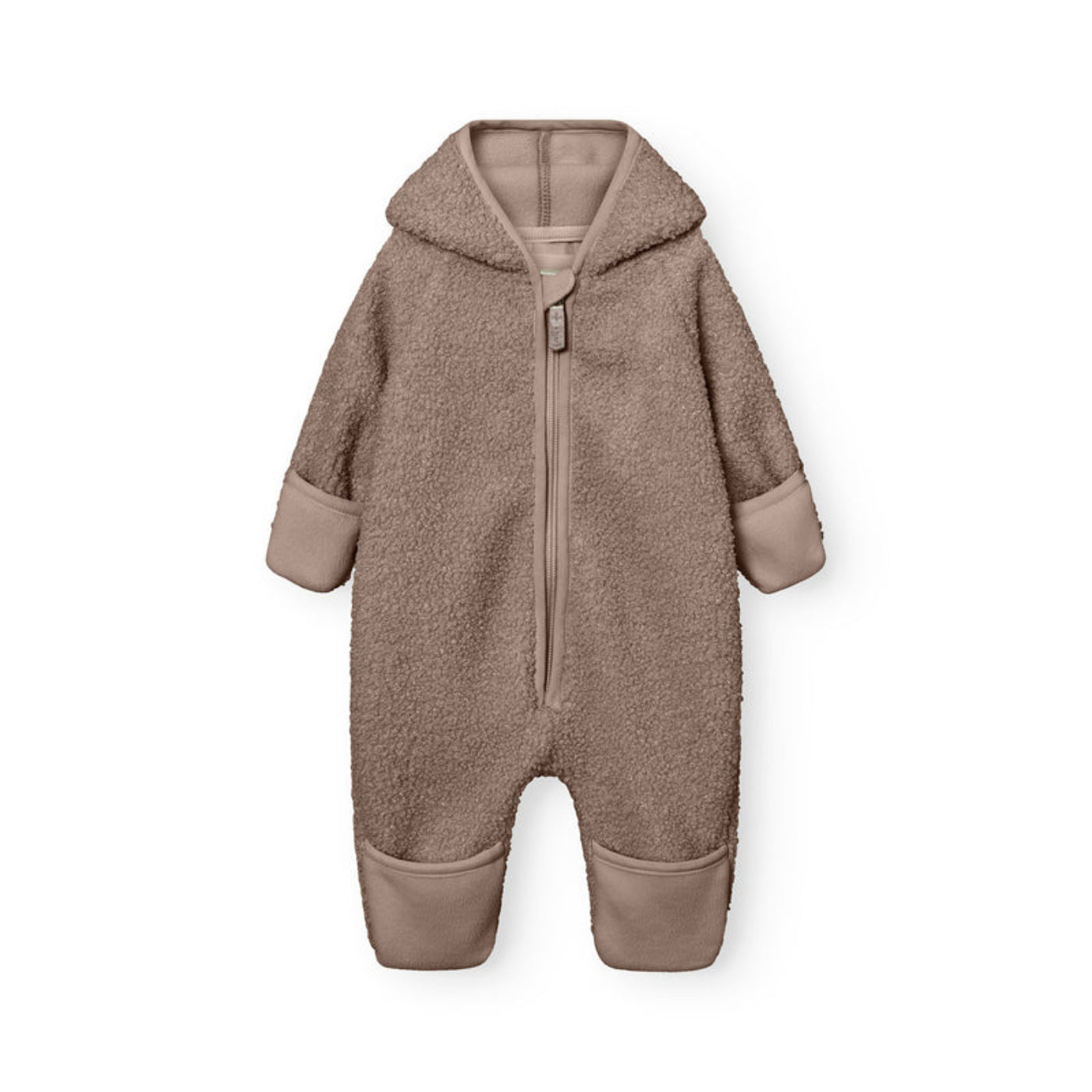 MINI A TURE Matadel teddyfleece jumpsuit in grey-brown for babies and toddlers, outerwear