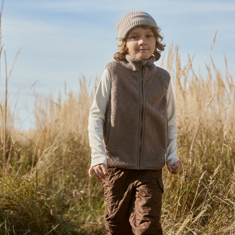 Mini A Ture Matbattal Teddyfleece Vest Grs Grey Brown