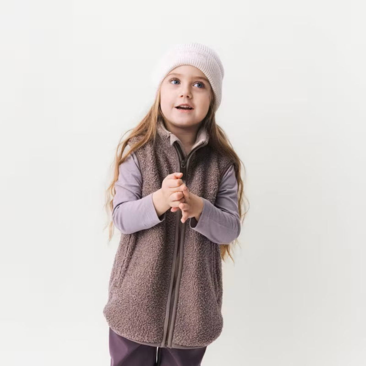 MINI A TURE Matbattal teddyfleece vest in zinc purple for toddlers