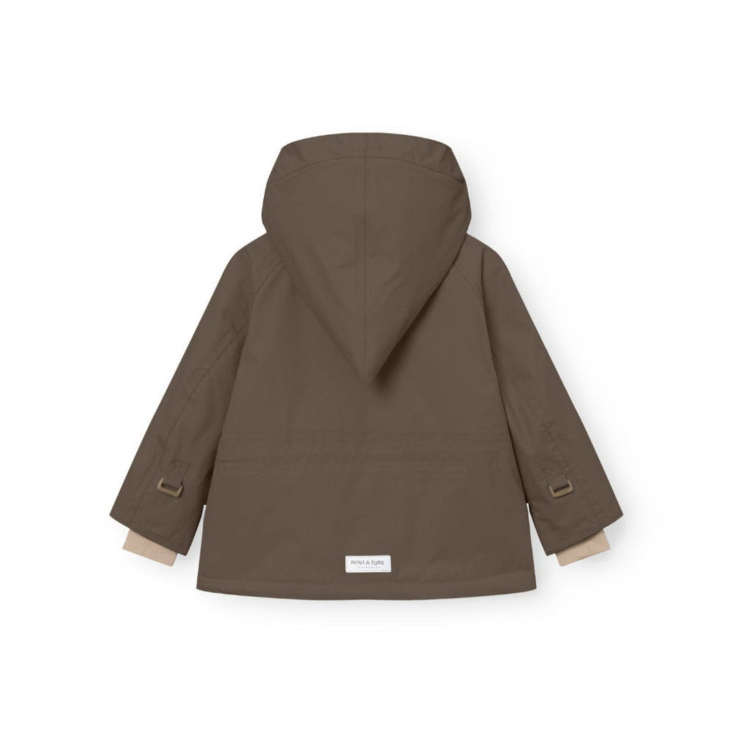 MINI A TURE Matwang fleece-lined winter jacket, tarmac green, hooded toddler outerwear