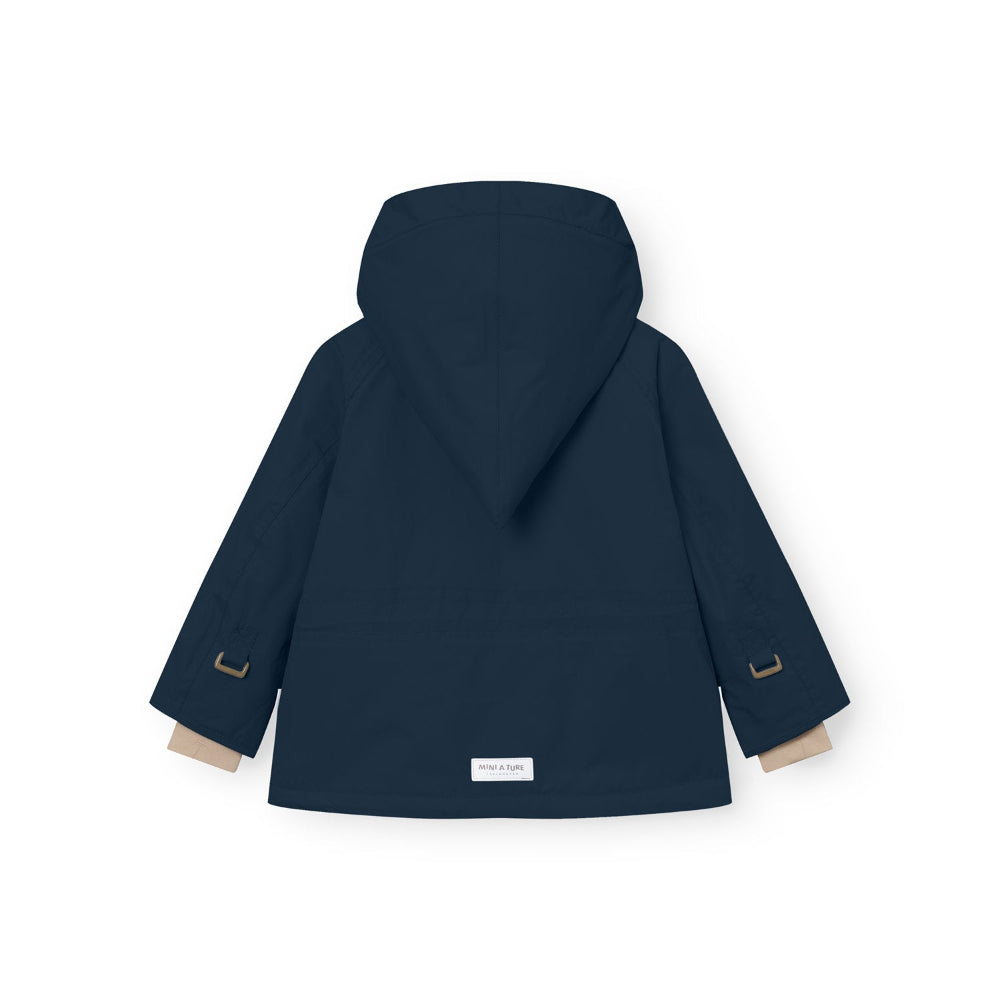 MINI A TURE Matwang fleece-lined navy winter jacket with hood, back view