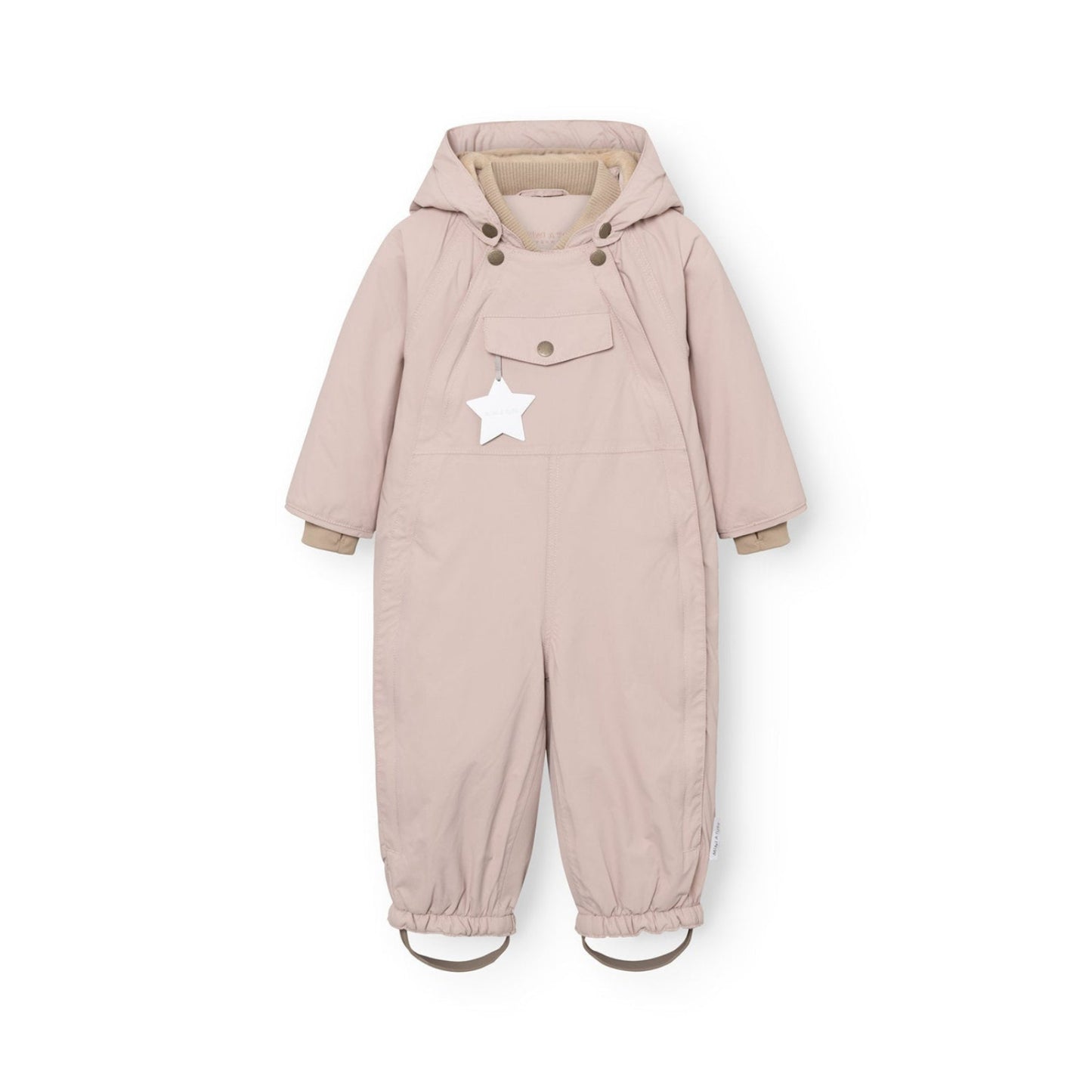 MINI A TURE Matwisti fleece-lined snowsuit in cloudy rose pink for babies; toddler outerwear