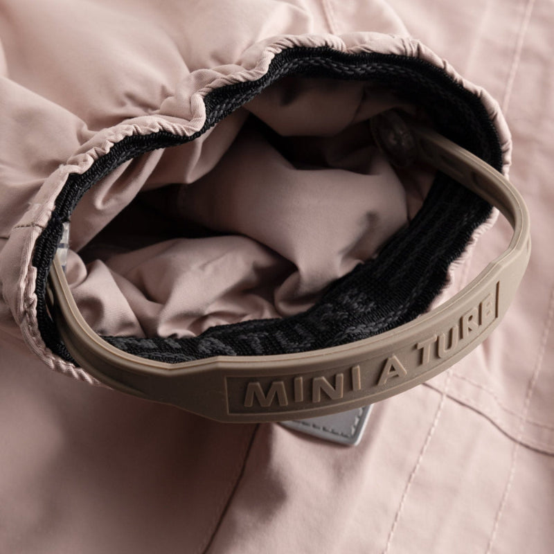 MINI A TURE Matwisti fleece-lined snowsuit cuff in cloudy rose pink with beige strap