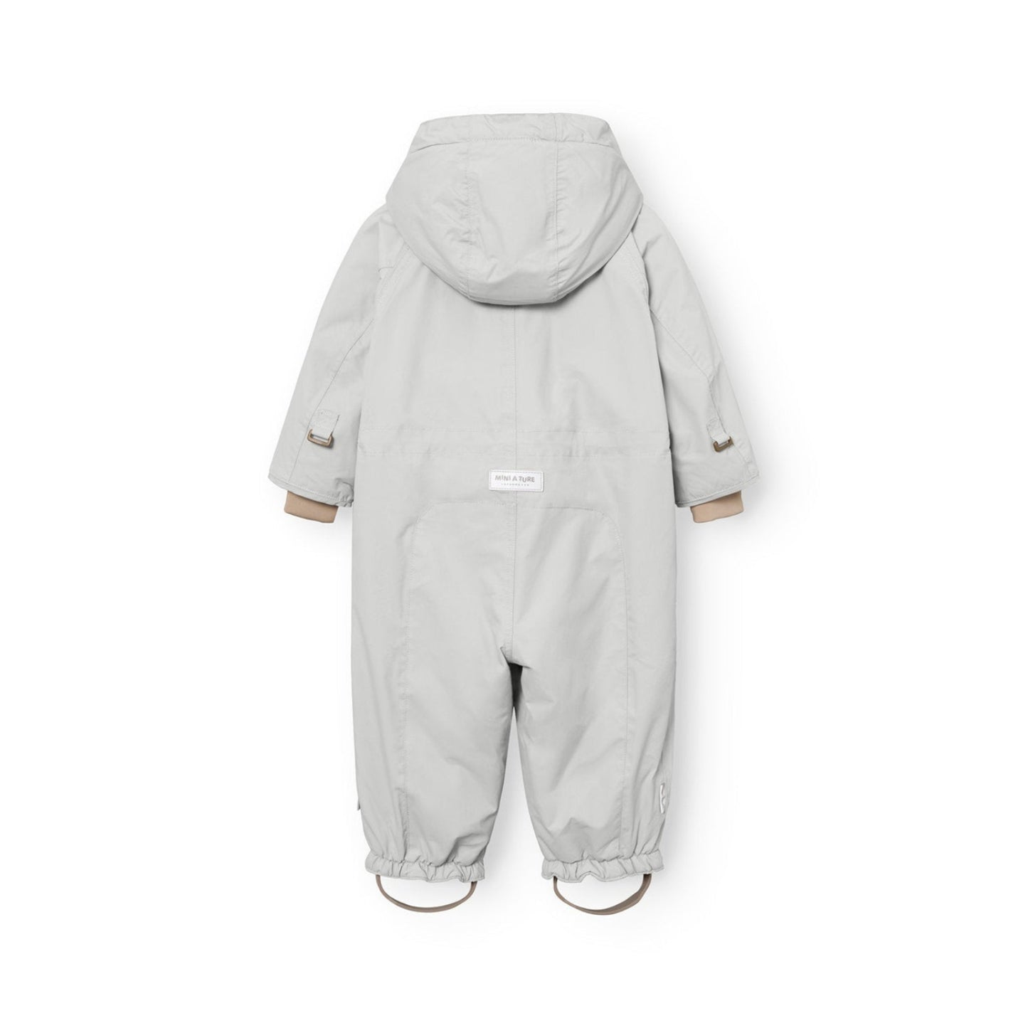 MINI A TURE Matwisti fleece-lined snowsuit in Puritan Grey, hooded baby outerwear with elastic cuffs