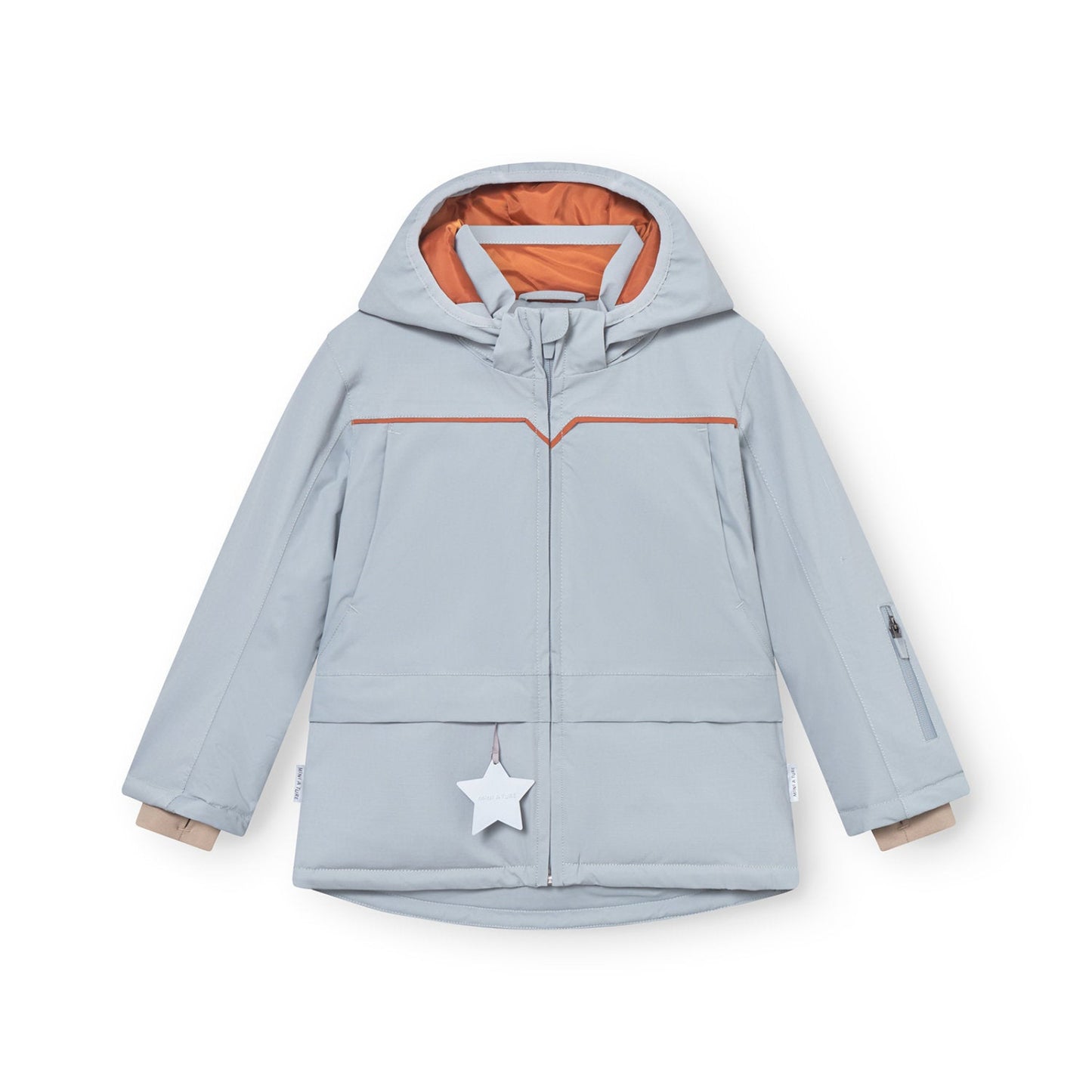 MINI A TURE Matadane ski tech jacket in light blue with orange lining and hood