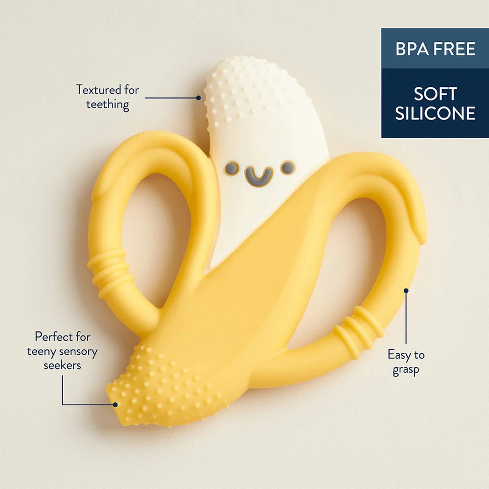Itzy Ritzy Chew Crew teething toy, yellow banana shape